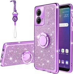 Glitter Purple Soft Clear TPU Phone Case for Moto Edge 5G 2024, Women & Girls