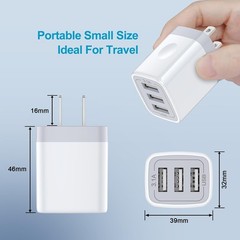 3-Pack 3.1A USB Wall Charger for Samsung Galaxy S26, iPhone 17 Pro Max