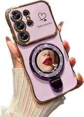 Samsung Galaxy S26 Ultra Case with Makeup Mirror Kickstand Flexible Slim Cover