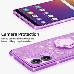 Glitter Purple Soft Clear TPU Phone Case for Moto Edge 5G 2024, Women & Girls