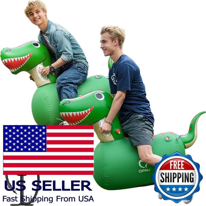 Giant Dinosaur Bouncy Toys 2 Pack with Pump, Ride-On Hopper for Kids 5+ Indoor/O