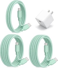 3 Pack 30W USB-C Fast Wall Charger for Smartphone, Tablet 1.2m & 0.6m Cables