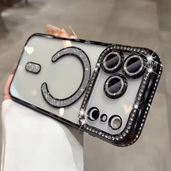 Glitter Diamond Magnetic Case for iPhone 17 Pro Max Clear Support Wireless Charg