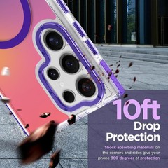 Magnetic Case for Samsung Galaxy S23 Ultra Slim Translucent Matte Purple Design