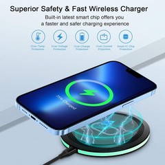 15W Wireless Fast Charging Pad for Samsung Galaxy S26/S25 Ultra, Google Pixel 10