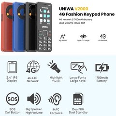 2.4 inch4G LTE Mobile Dual SIM Large Button Mobile SOS Keyboard Unlocked Edition