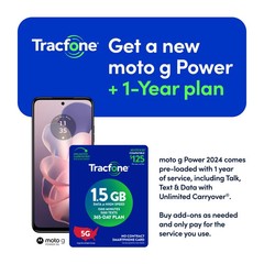 Moto G Power 5G 2024 6.7&Prime; 8GB/128GB + 1 Year Tracfone Plan 1500 Min/Text/1.5 GB