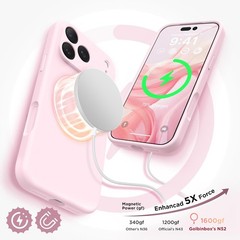Chalk Pink Silicone Shockproof Phone Cover Case for iPhone 17 Pro Max, Magnetic