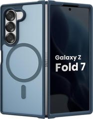 Navy Blue Magnetic Case for Samsung Galaxy Z Fold 7, Slim Translucent Matte Cove