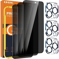 For iPhone 15 Pro Max, 3 Pack Privacy Screen Protector & Camera Lens Protector,