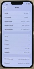 TESTED USED GSM UNLOCKED GRAPHITE iPhone 13 PRO, 128GB A2483 MLQH3LL/A (26.4.2)