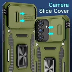Olive Green Military Grade Shockproof Case for Samsung Galaxy S25 FE with Kickst