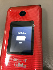 Iris Flip Consumer Cellular Red Flip Phone, Great for a First Phone