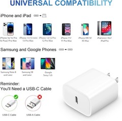 20W USB-C Fast Charger Wall Charger for iPhone 14/13 with 6FT Cable