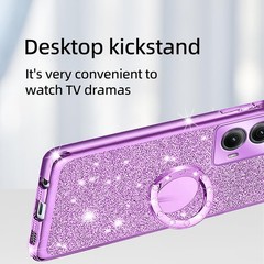 Glitter Purple Soft Clear TPU Phone Case for Moto Edge 5G 2024, Women & Girls