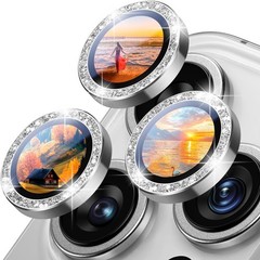 Camera Lens Protector for iPhone 16 Pro Max / 16 Pro / 14 Pro Max – Glitter Silv