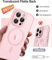 Light Pink iPhone 15 Pro Case: Military Grade Shockproof, Translucent Matte Desi
