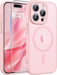 Light Pink iPhone 15 Pro Case: Military Grade Shockproof, Translucent Matte Desi