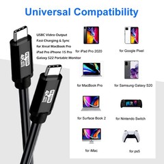 USB C to C Cable 25FT, 100W 4K60HZ Type C GEN2x2 Data USB3.1 Video Output