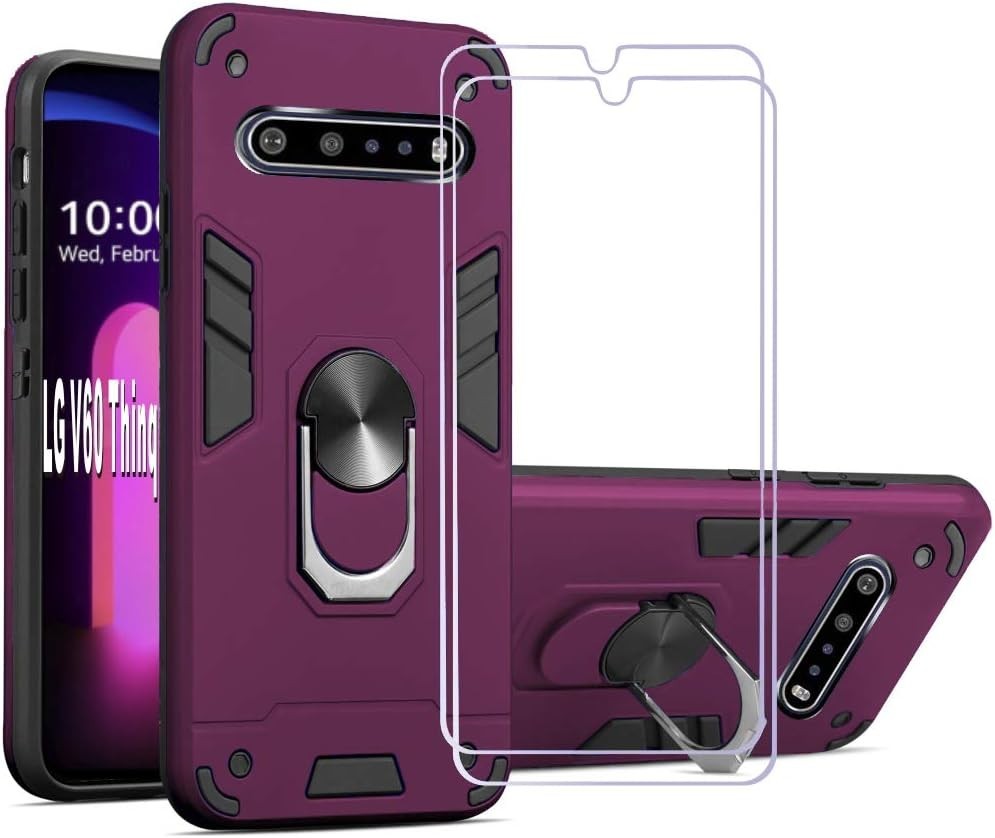 LG V60 ThinQ Case Soft TPU Silicone + Metal Ring Slim Shock Absorption Cover