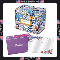 Jot & Mark Recipe Card Set: 25 4×6 Cards & 14 Dividers in Decorative Tin