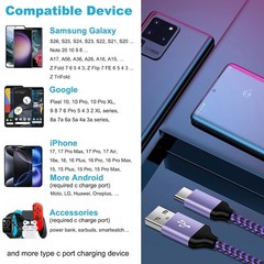 Fast Charger Adapter for Samsung Galaxy S26 Plus, S25 Edge, 6FT Cable