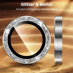 Camera Lens Protector for iPhone 16 Pro Max / 16 Pro / 14 Pro Max – Glitter Silv