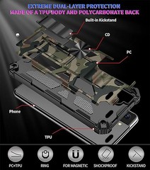 Samsung Galaxy A06 Camo Case with Kickstand, Heavy Duty Shockproof Protective Ca