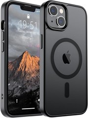 Translucent Matte Black Shockproof Case for iPhone 13/14, Compatible with MagSaf