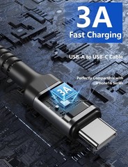 6FT USB-C Charger Cable 3A Fast Charging – 2 Pack for iPhone 17 & Samsung S10