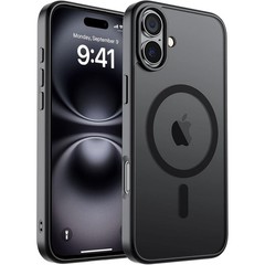 Magnetic for iPhone 16 Case, Translucent Matte Shockproof Anti-Scratch Black