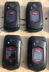 (Lot of 8) Kyocera Verizon Wireless Black/Red Rugged Flip Cellular Phone Cell