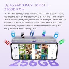 OUKITEL C65PRO Smartphone 8GB+256GB 5150mAh Dual SIM 6.7&Prime; Android 15 GPS
