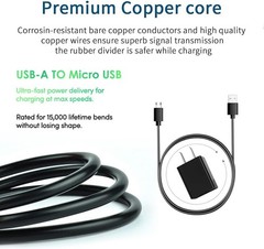 5V 2A Fast Micro USB Wall Charger for Kindle Paperwhite, Samsung Galaxy S7, 6Ft