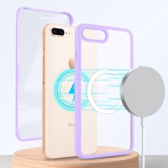 Case & Screen Protector for iPhone 8 Plus & 7 Plus Slim Shockproof Cover Purple