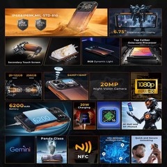 HOTWAV Cyber 18 Outdoor Smartphone 20GB+256GB 6,75 in Phone Android 16 64MP GPS