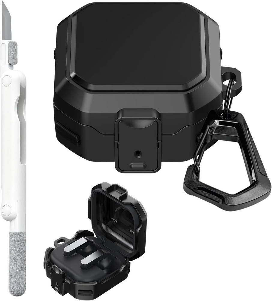 Rugged Hard Shell Cover Protective Case for Galaxy Buds 4 & Buds 4 Pro, Black