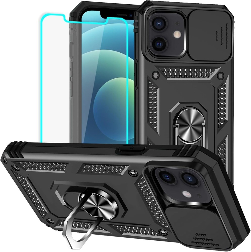 Shockproof Military Grade 20ft Drop Tested Case for iPhone 12/12 Pro – Black