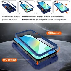 Samsung Galaxy A06 Phone Case with 2PCS Screen Protector and Kickstand (Blue)