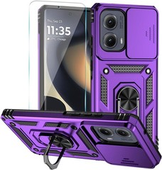for Motorola Moto Edge 2024 Case with Tempered Glass Screen Protector Multicolor