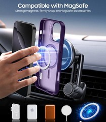 iPhone 16 Pro Max Case, Built-in Camera Ring Stand, Translucent Matte Purple