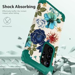 Galaxy S24 Ultra Case, Shockproof Heavy Duty Hard Plastic + Soft Silicone Bumper