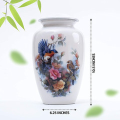 Birds & Floral Theme Cremation Urn | Human Ashes Adult Memorial Urn, Burial, Fun