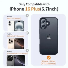 for iPhone 16 Plus Phone Case, Shockproof Military Grade Drop Protection, Black