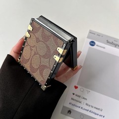 Phone Case for Samsung Galaxy Z Flip 7, Luxury Golden Decoration PU Leather Case