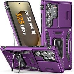 Case for Samsung Galaxy S25 Ultra with Kickstand Ring and Camera Cover (Purple)