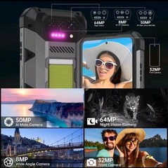 Unihertz Hike Rugged Smartphone 200M Flashlight 24GB+512GB Night Vision 23800mAh