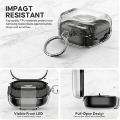 Clear Locking Case with Kickstand for Samsung Galaxy Buds 4 / Buds4 Pro 2026