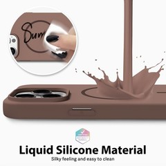 iPhone 14 Pro Max Case Silicone Mag Safe, Magnetic Slim Thin Phone Case Brown
