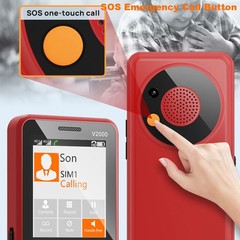 4G LTE Mobile Dual SIM Big Button Phone SOS Keyboard Torch Global UNIWA V2000